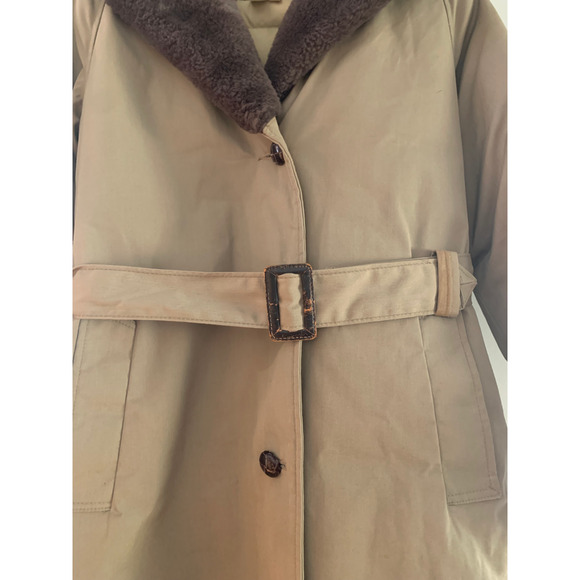 Vintage L.L. Bean Down Mainer Full Length Winter Coat W Size 12 Trench Belt WARM - Picture 7 of 16